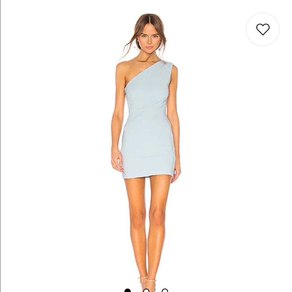 X Revolve Ava dress in Ice Blue one shoulder, cocktail/ wedding guest dress